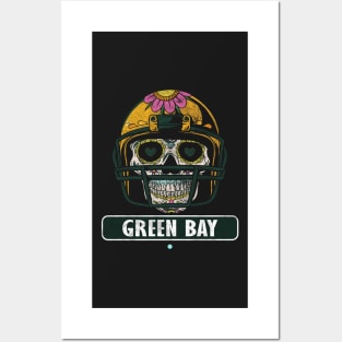 American Football - Green Bay Skull Football Gift Posters and Art